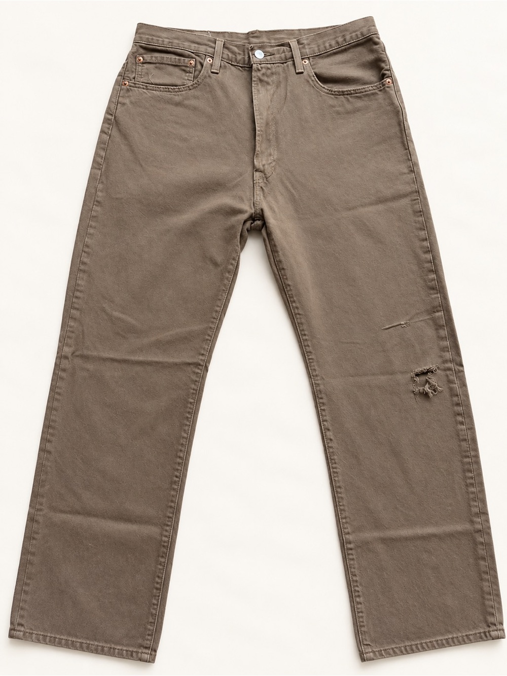 Levi’s 551Z Authentic Brown Hemp Cotton Straight Jeans W34 L34 Distressed
